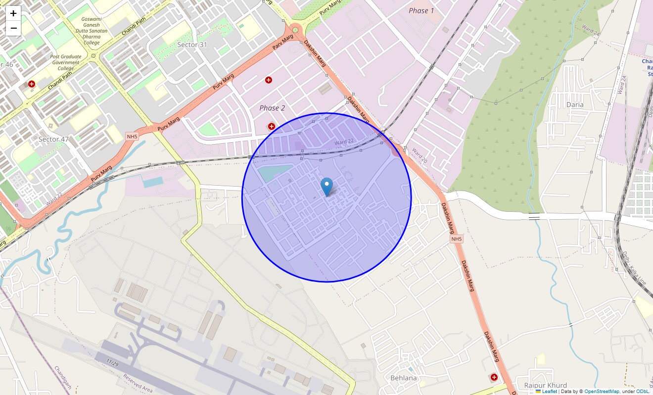 Location Map of Ram Darbar Colony, Chandigarh