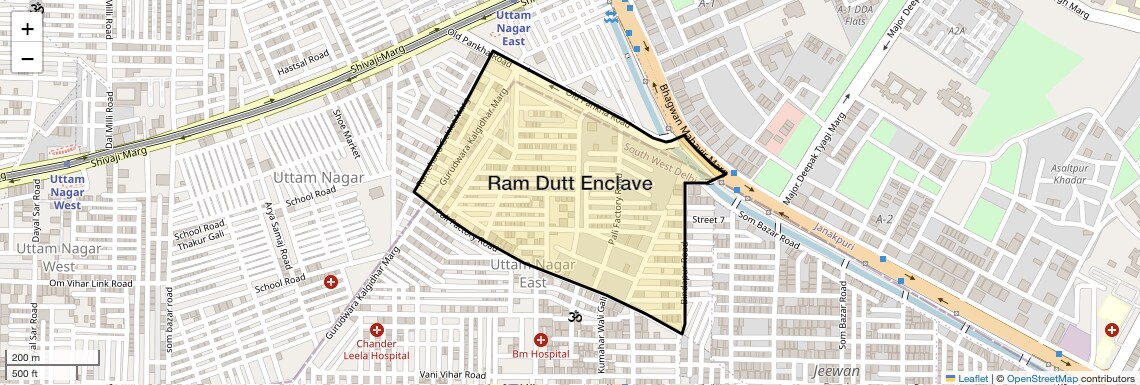 Location Map of Ram Dutt Enclave, Delhi