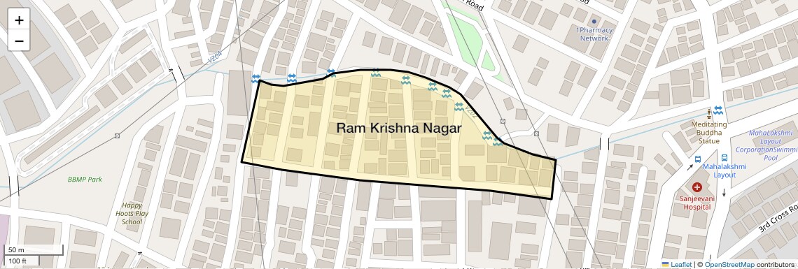 Location Map of Ram Krishna Nagar, Bangalore