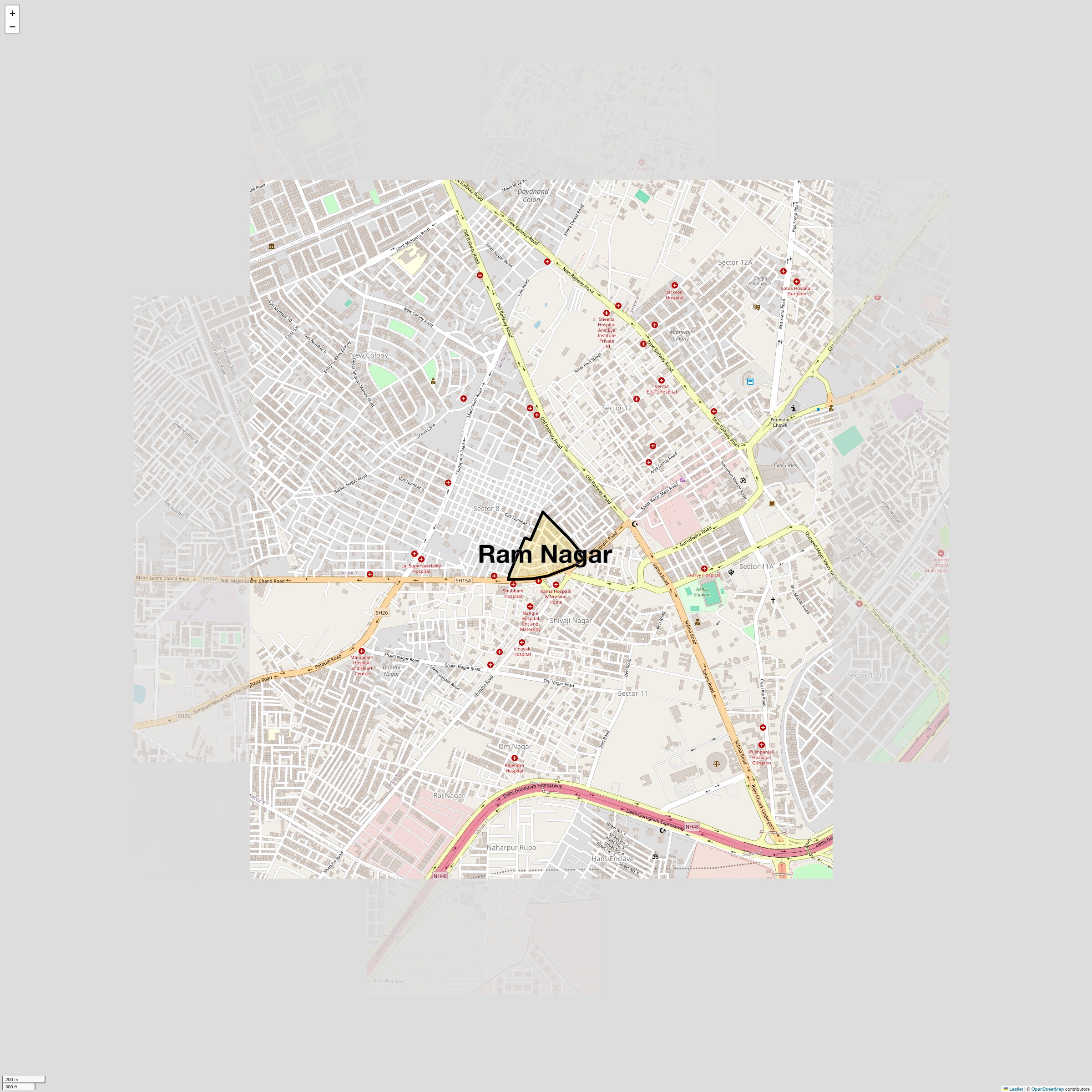 Location Map of Ram Nagar, Gurgaon