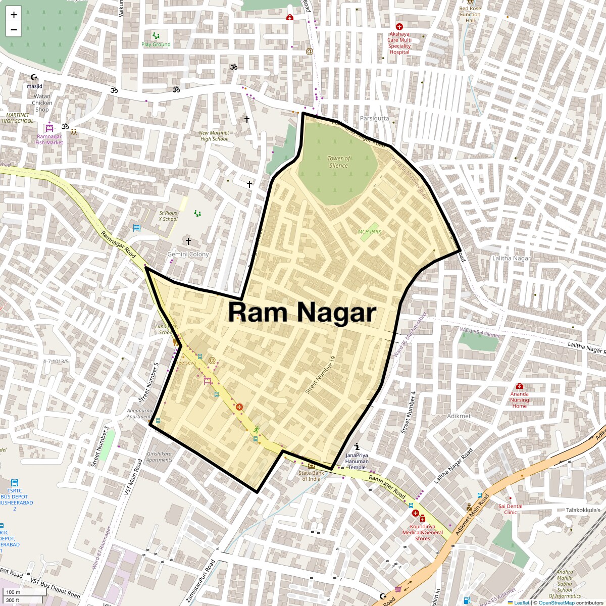Location Map of Ram Nagar, Hyderabad