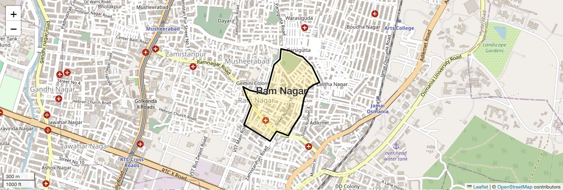 Location Map of Ram Nagar, Hyderabad