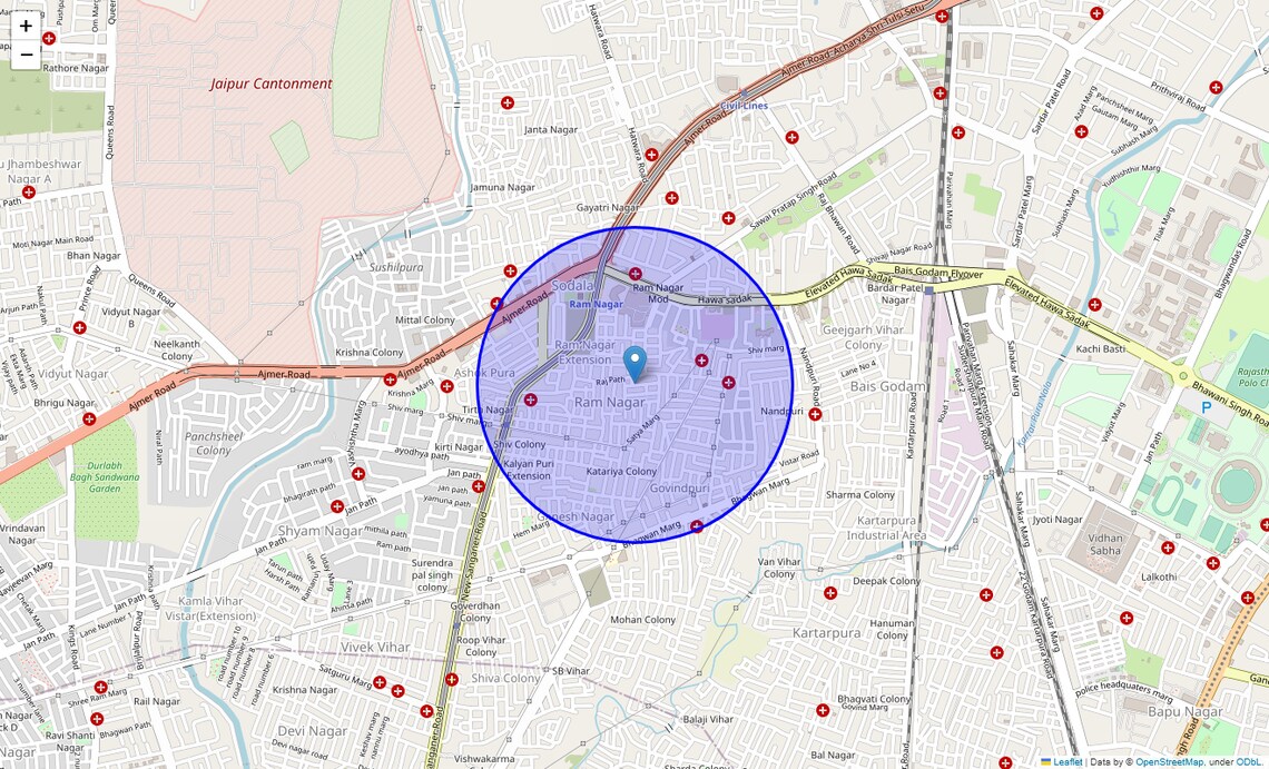 Location Map of Ram Nagar, Jaipur