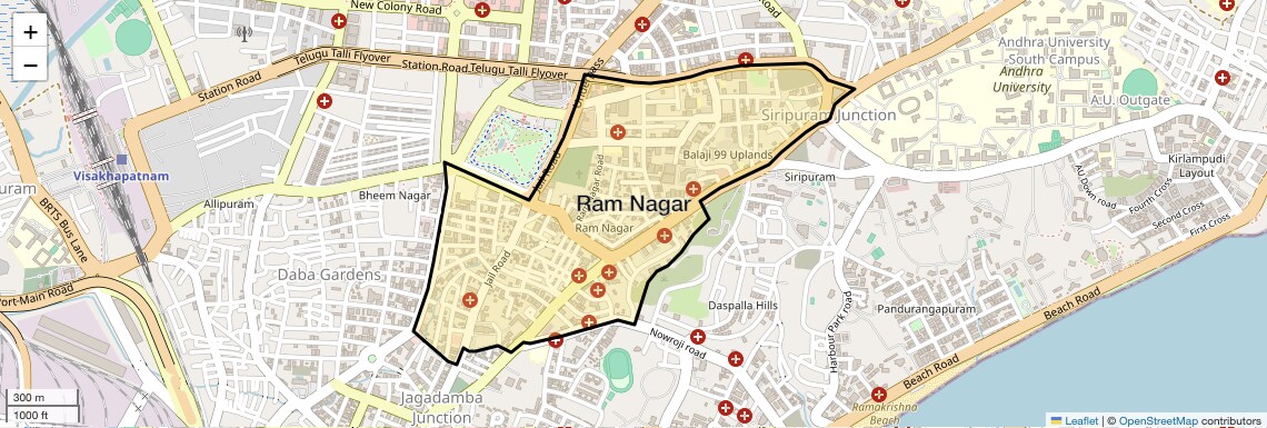 Location Map of Ram Nagar, Vizag