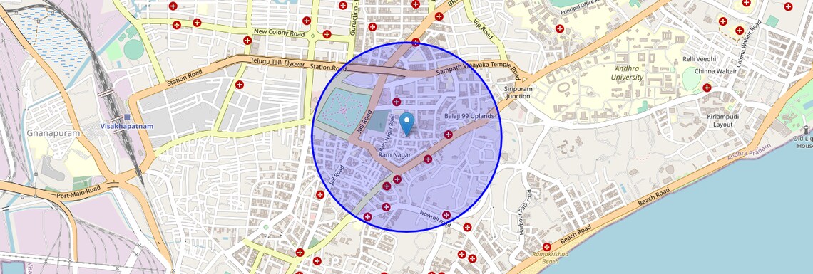 Location Map of Ram Nagar, Vizag