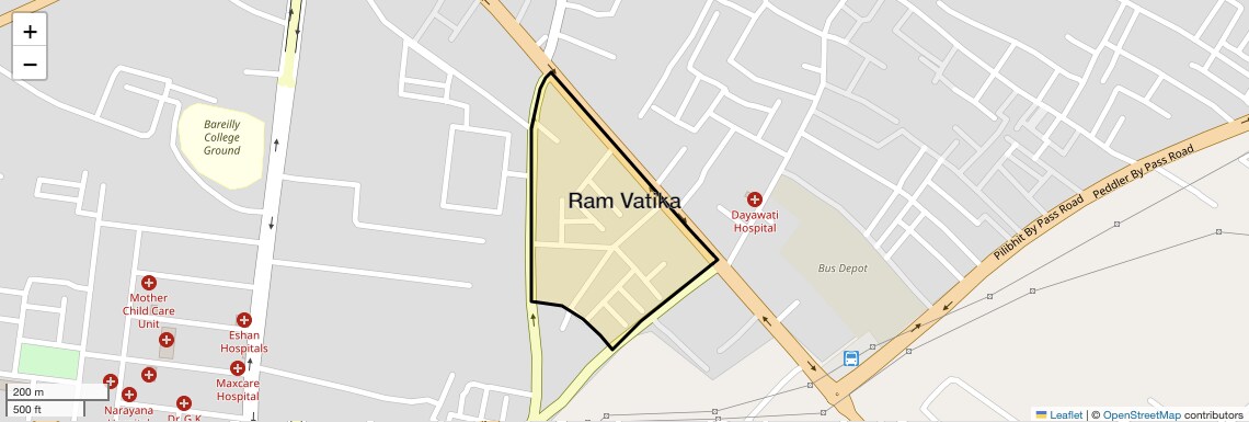 Location Map of Ram Vatika, Bareilly