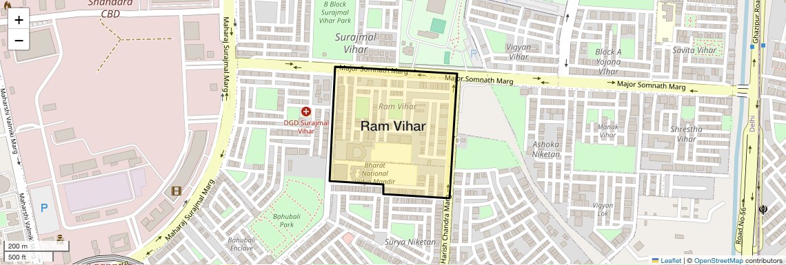 Location Map of Ram Vihar, Delhi