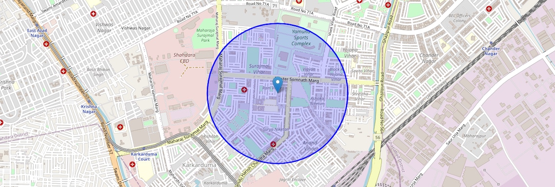 Location Map of Ram Vihar, Delhi