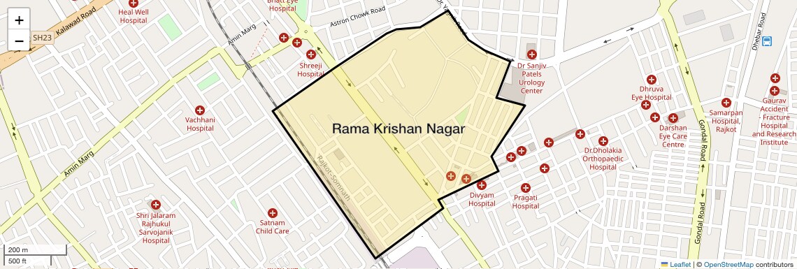 Location Map of Rama Krishan Nagar, Rajkot