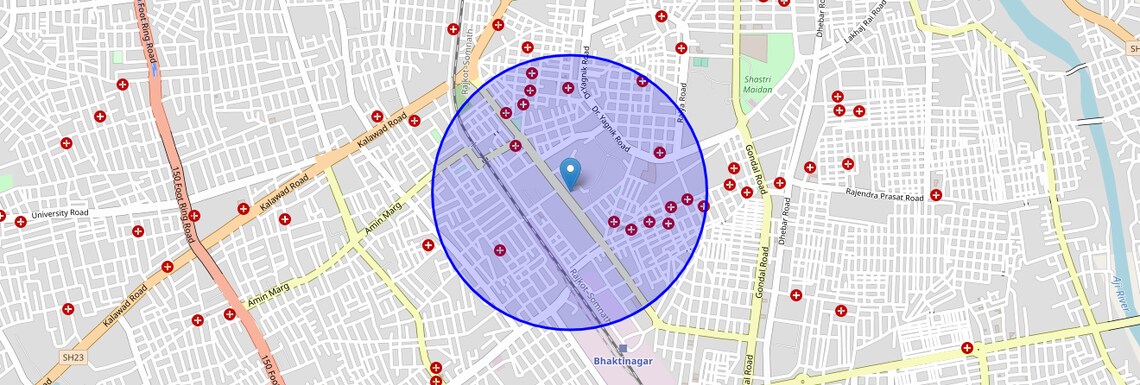 Location Map of Rama Krishan Nagar, Rajkot