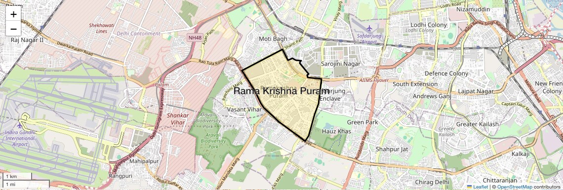 Location Map of Rama Krishna Puram, Delhi
