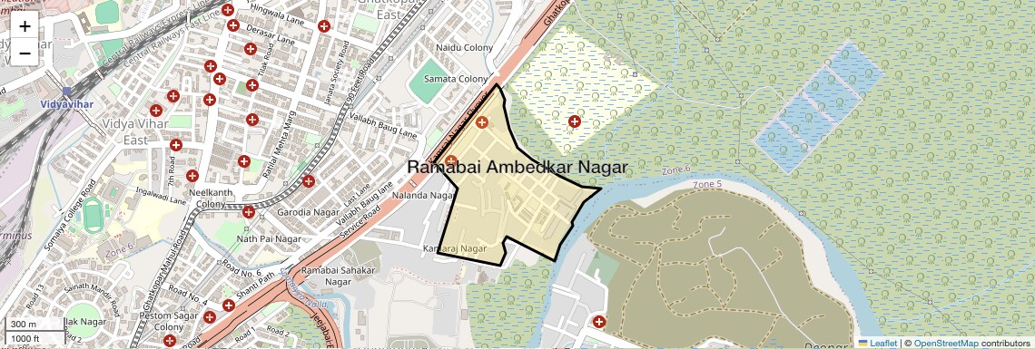 Location Map of Ramabai Ambedkar Nagar, Mumbai