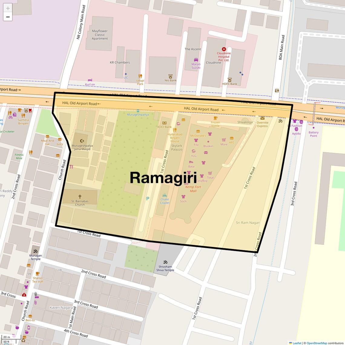 Location Map of Ramagiri, Bangalore