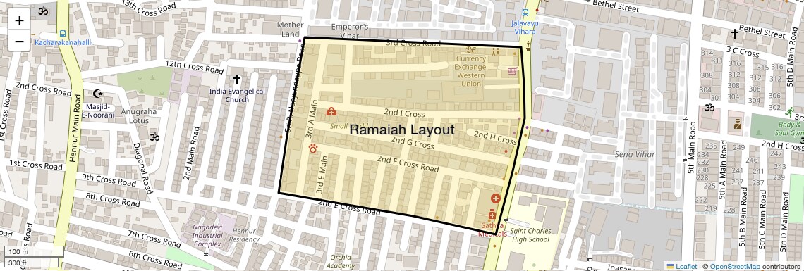 Location Map of Ramaiah Layout, Bangalore