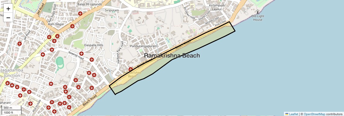 Location Map of Ramakrishna Beach, Vizag