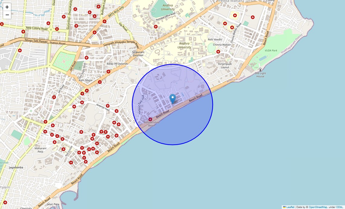 Location Map of Ramakrishna Beach, Vizag