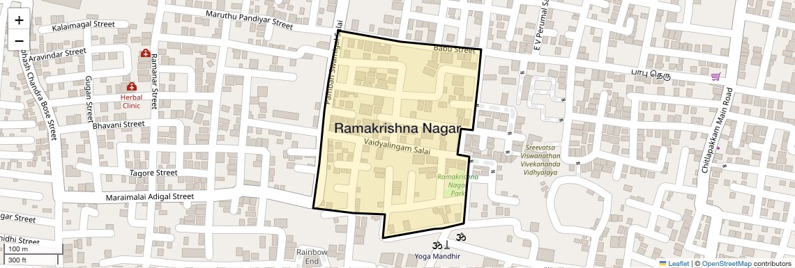 Location Map of Ramakrishna Nagar, Chennai