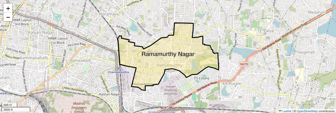 Location Map of Ramamurthy Nagar, Bangalore