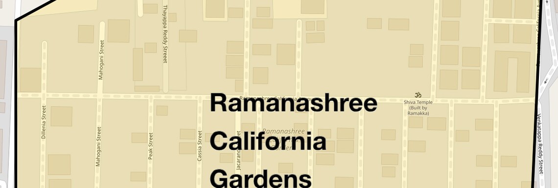 Location Map of Ramanashree California Gardens Layout, Bangalore