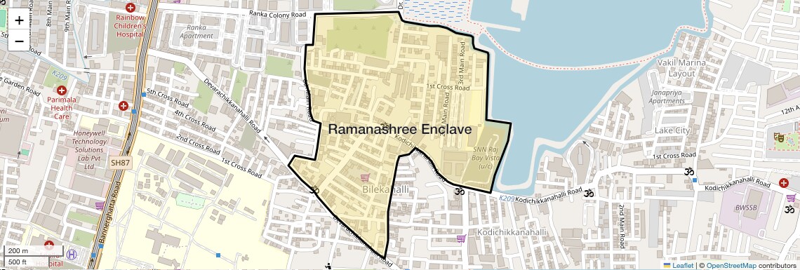 Location Map of Ramanashree Enclave, Bangalore