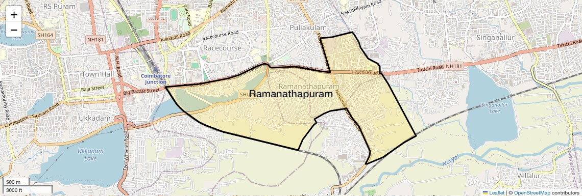 Location Map of Ramanathapuram, Coimbatore