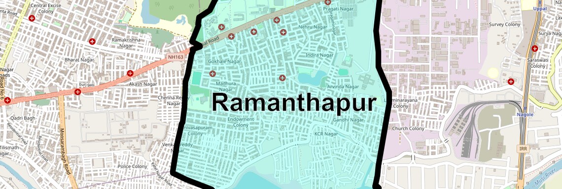 Location Map of Ramanthapur, Hyderabad