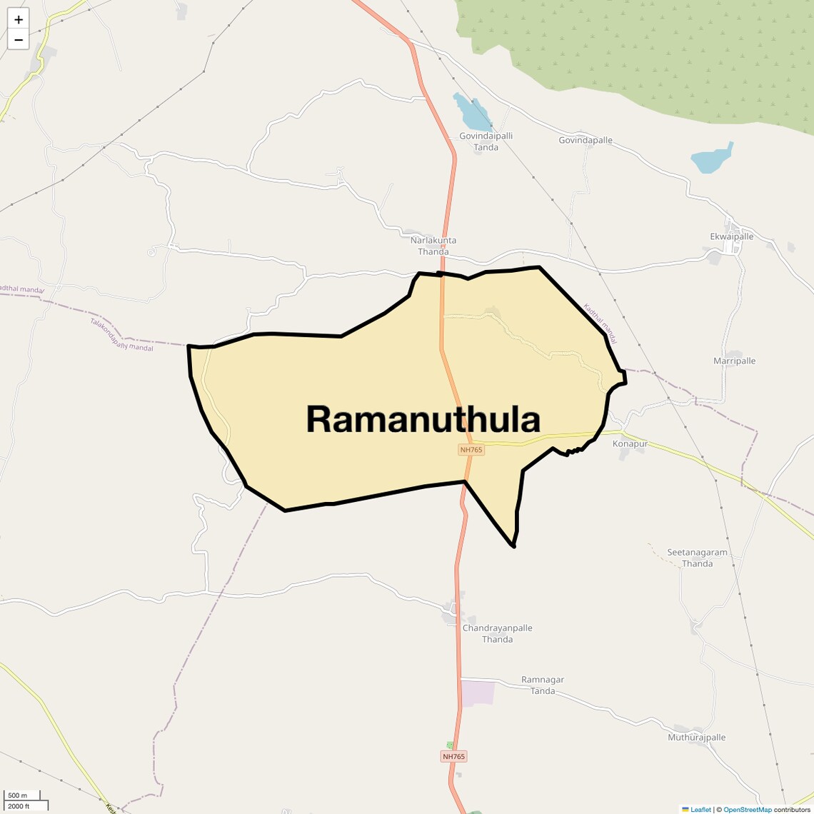 Location Map of Ramanuthula, Hyderabad