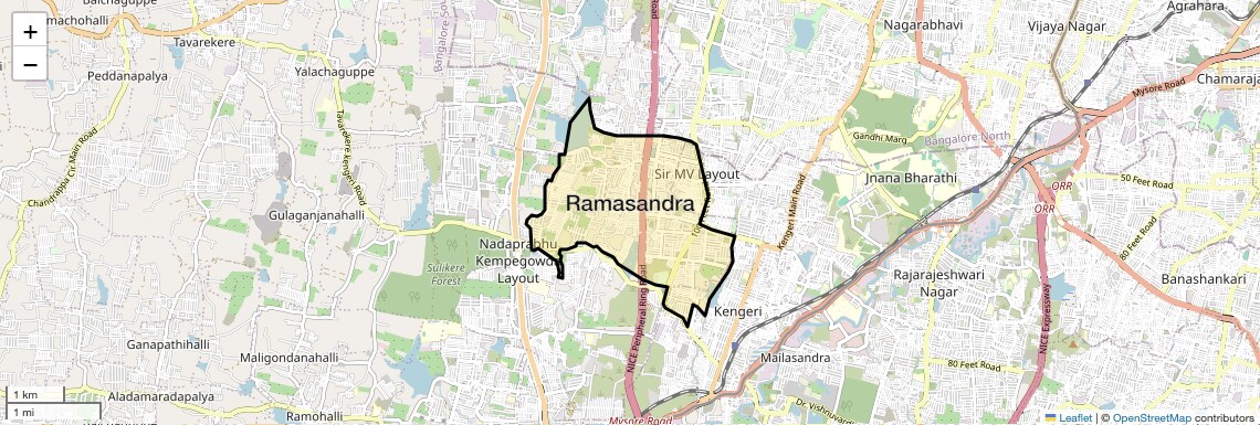 Location Map of Ramasandra, Bangalore
