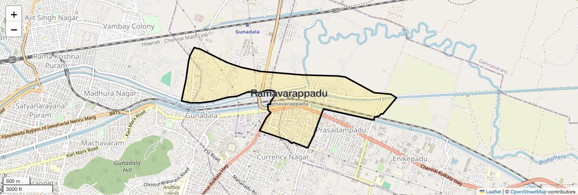 Location Map of Ramavarappadu, Vijayawada