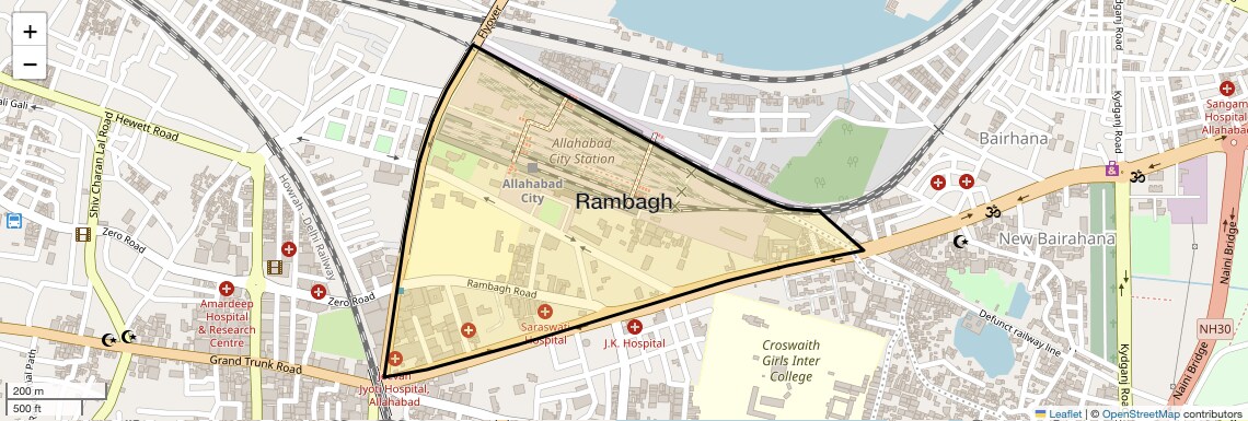 Location Map of Rambagh, Allahabad
