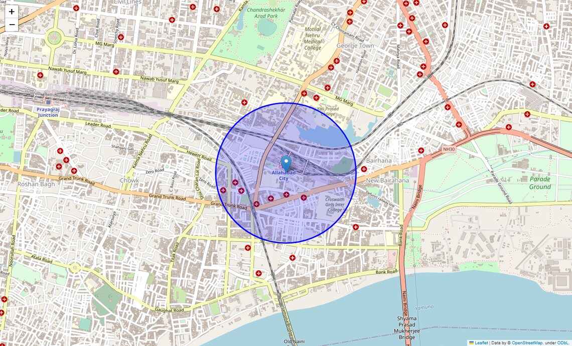 Location Map of Rambagh, Allahabad
