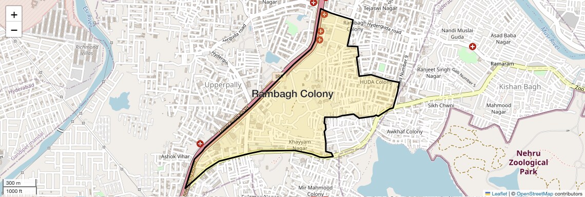 Location Map of Rambagh Colony, Hyderabad