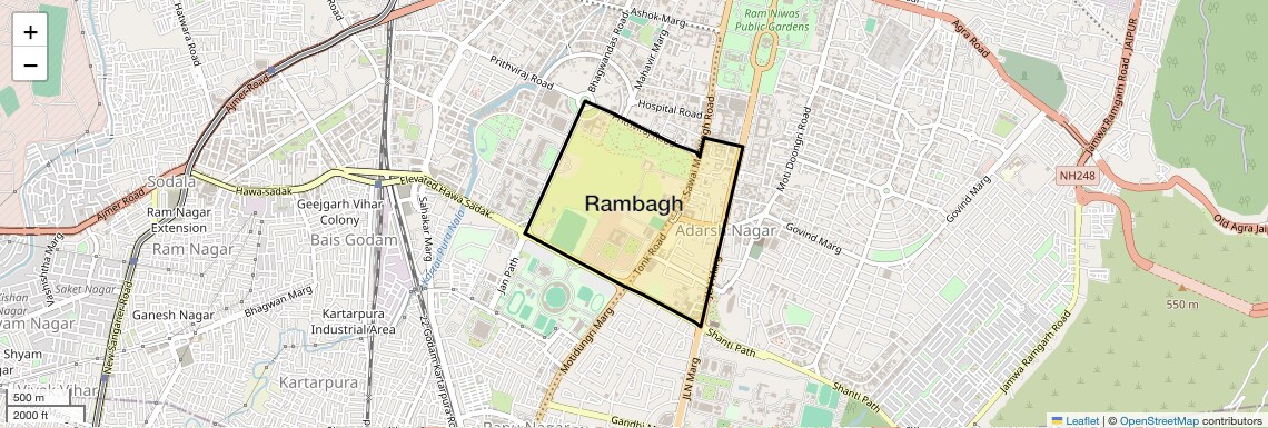 Location Map of Rambagh, Jaipur