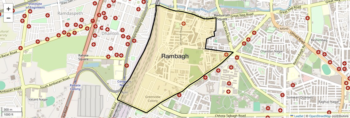 Location Map of Rambagh, Nagpur