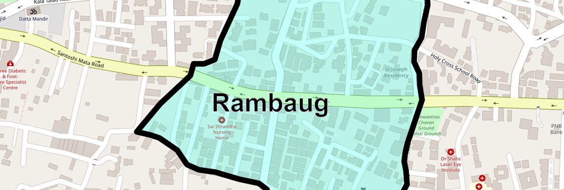 Location Map of Rambaug, Thane