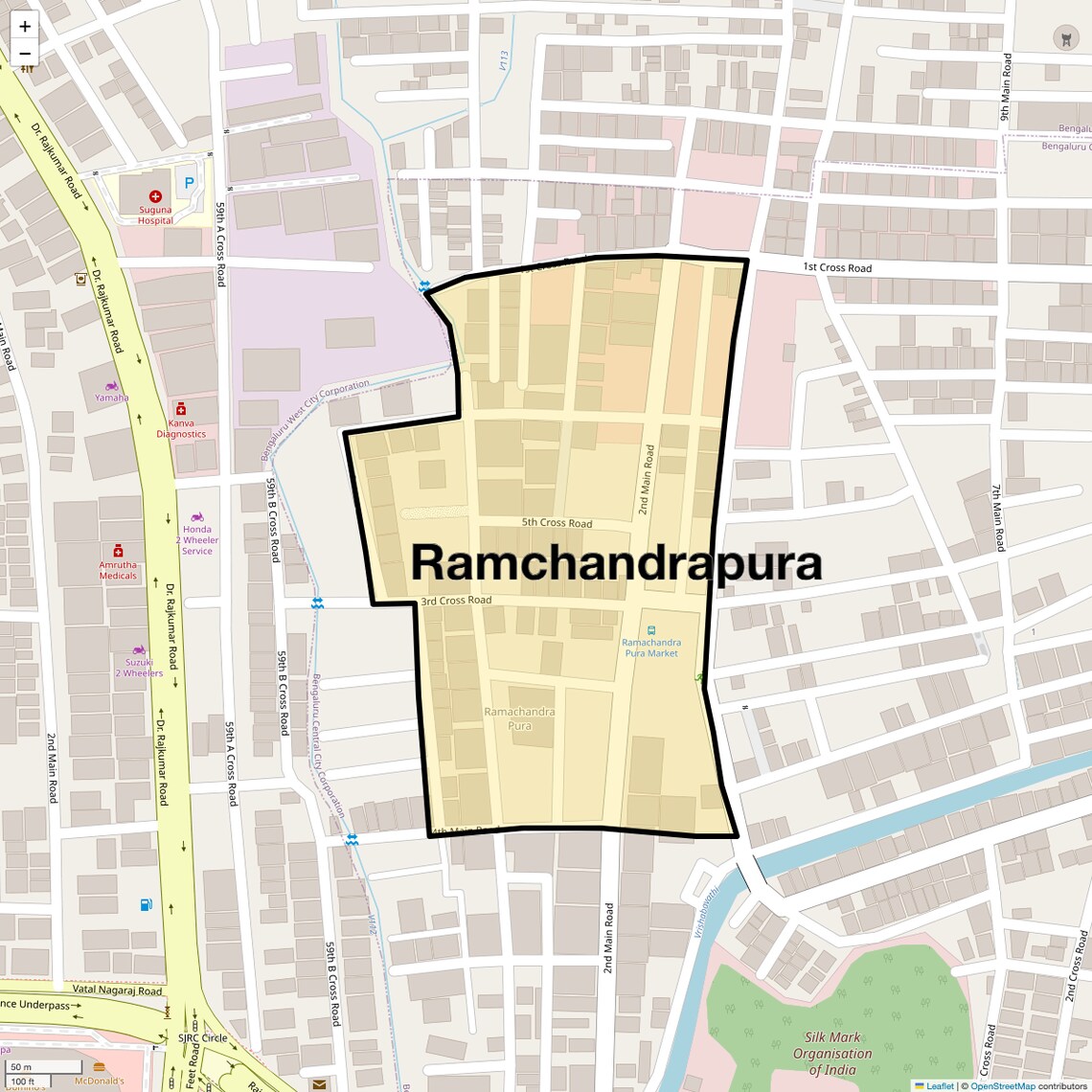 Location Map of Ramchandrapura, Bangalore
