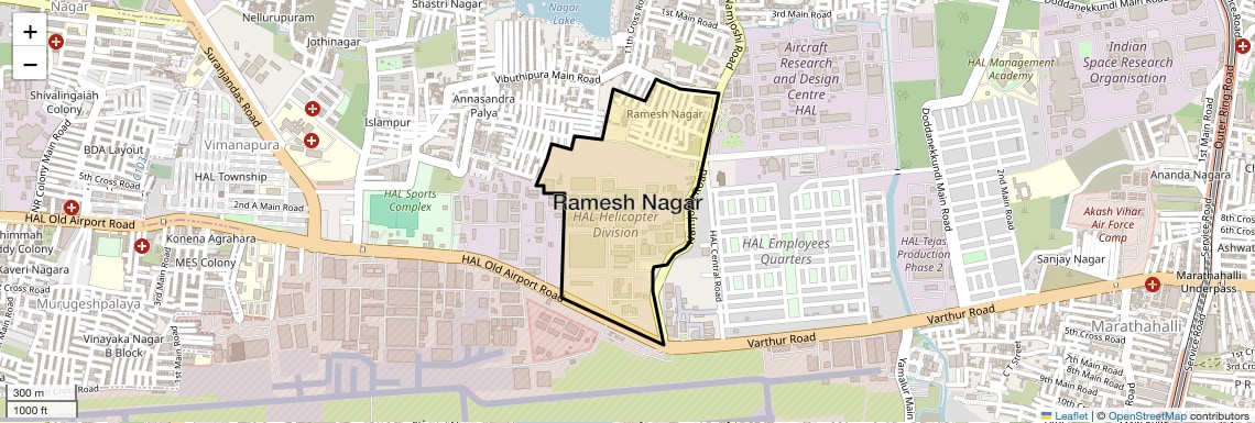Location Map of Ramesh Nagar, Bangalore