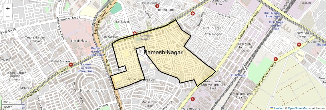 Location Map of Ramesh Nagar, Delhi