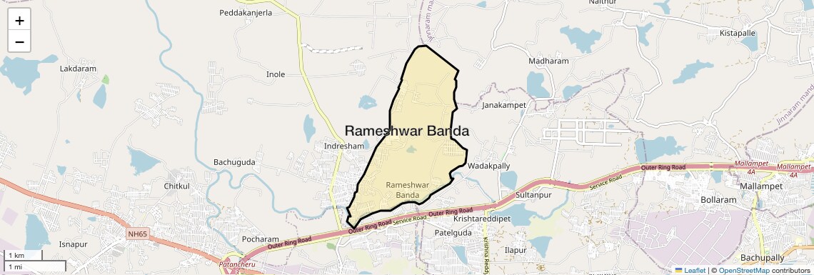 Location Map of Rameshwar Banda, Hyderabad