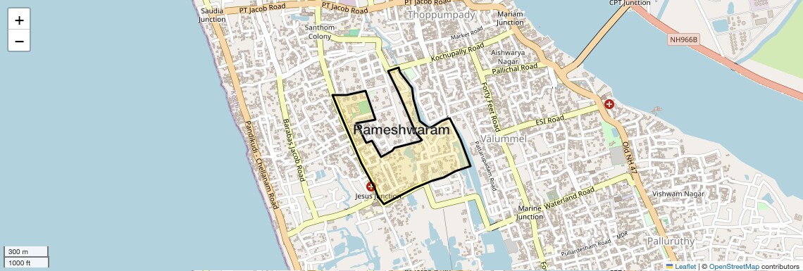 Location Map of Rameshwaram, Kochi