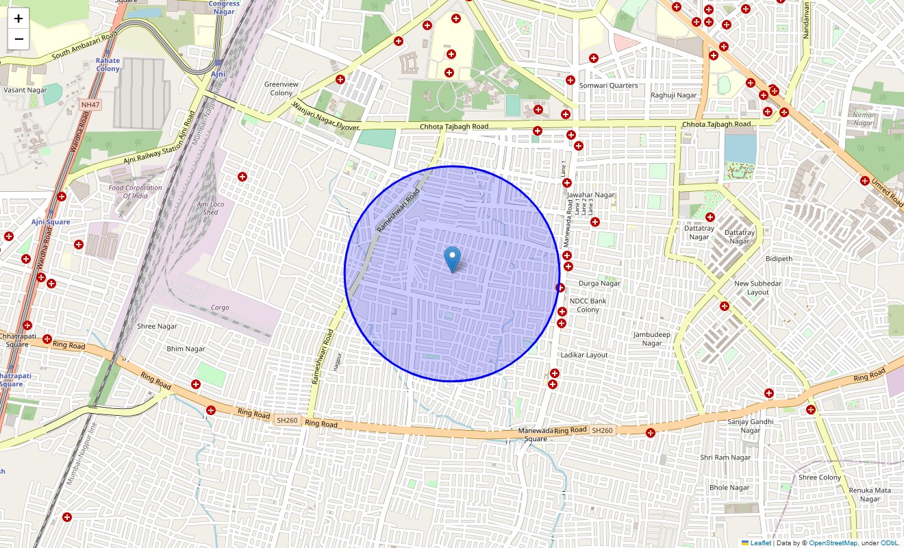 Location Map of Rameshwari, Nagpur