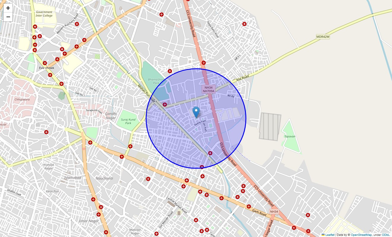 Location Map of Ramgarhi, Meerut