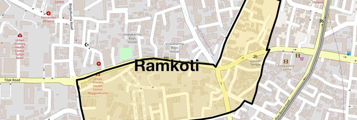Location Map of Ramkoti, Hyderabad