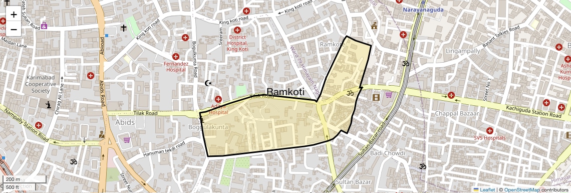 Location Map of Ramkoti, Hyderabad