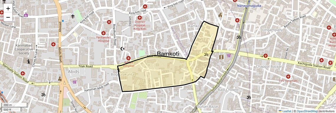 Location Map of Ramkoti, Hyderabad