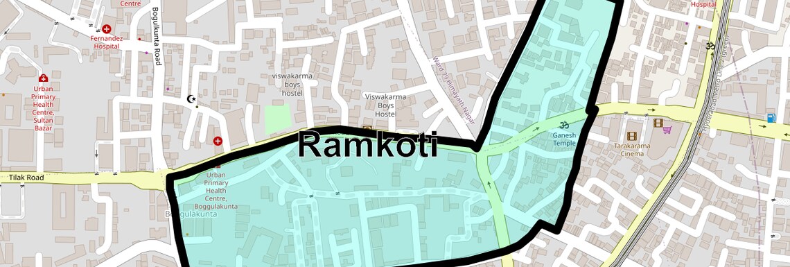 Location Map of Ramkoti, Hyderabad
