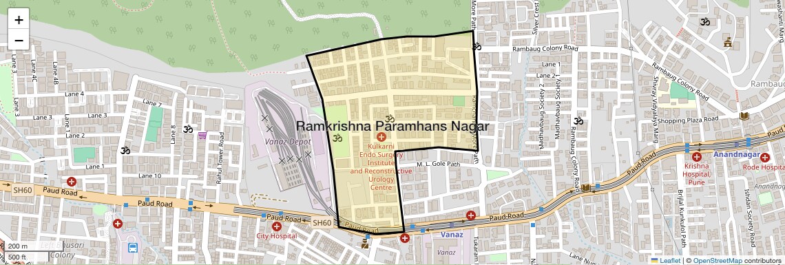 Location Map of Ramkrishna Paramhans Nagar, Pune