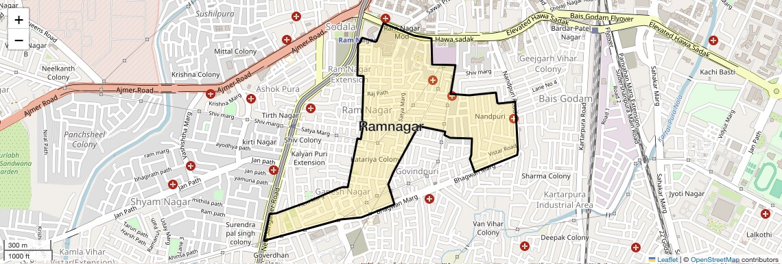 Location Map of Ramnagar, Jaipur