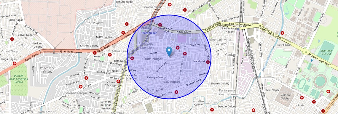Location Map of Ramnagar, Jaipur