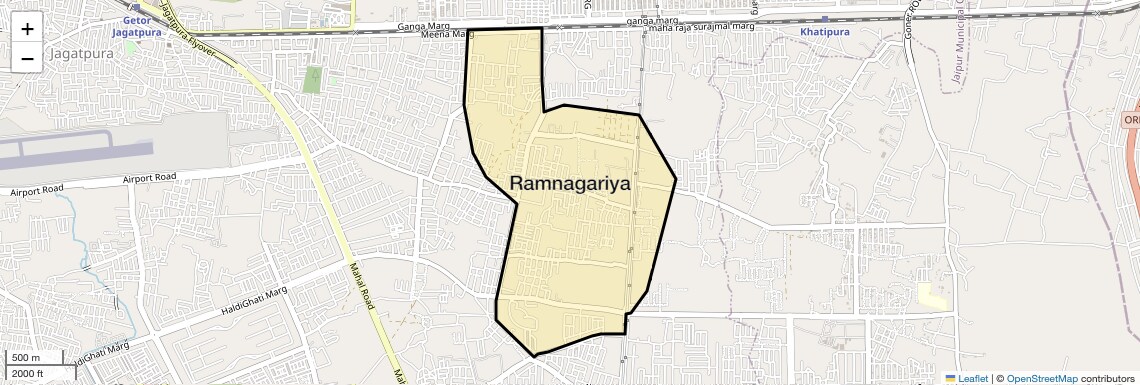 Location Map of Ramnagariya, Jaipur
